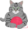 Cat With Pink String Clip Art